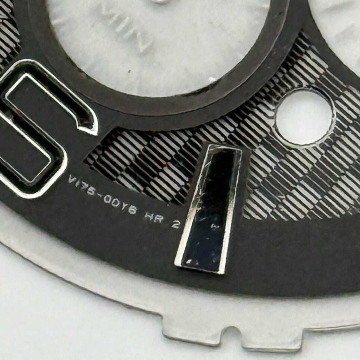 Seiko V175-0DY6 Watch Dial Chronograph Solar Black Spare Parts Repair 35.7mm