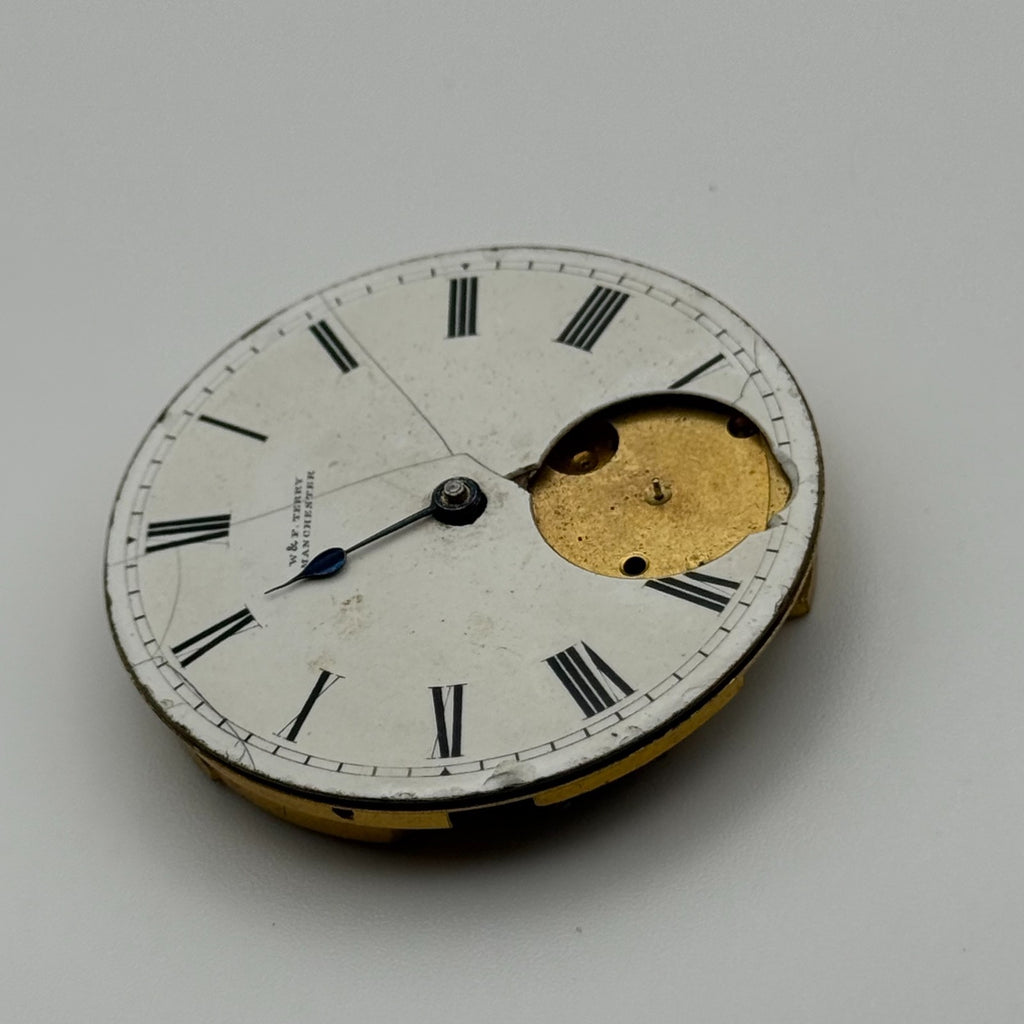 Swiss Lever Pocket Watch Movement - W&E Terry Manchester - Parts / Repair 43.1mm