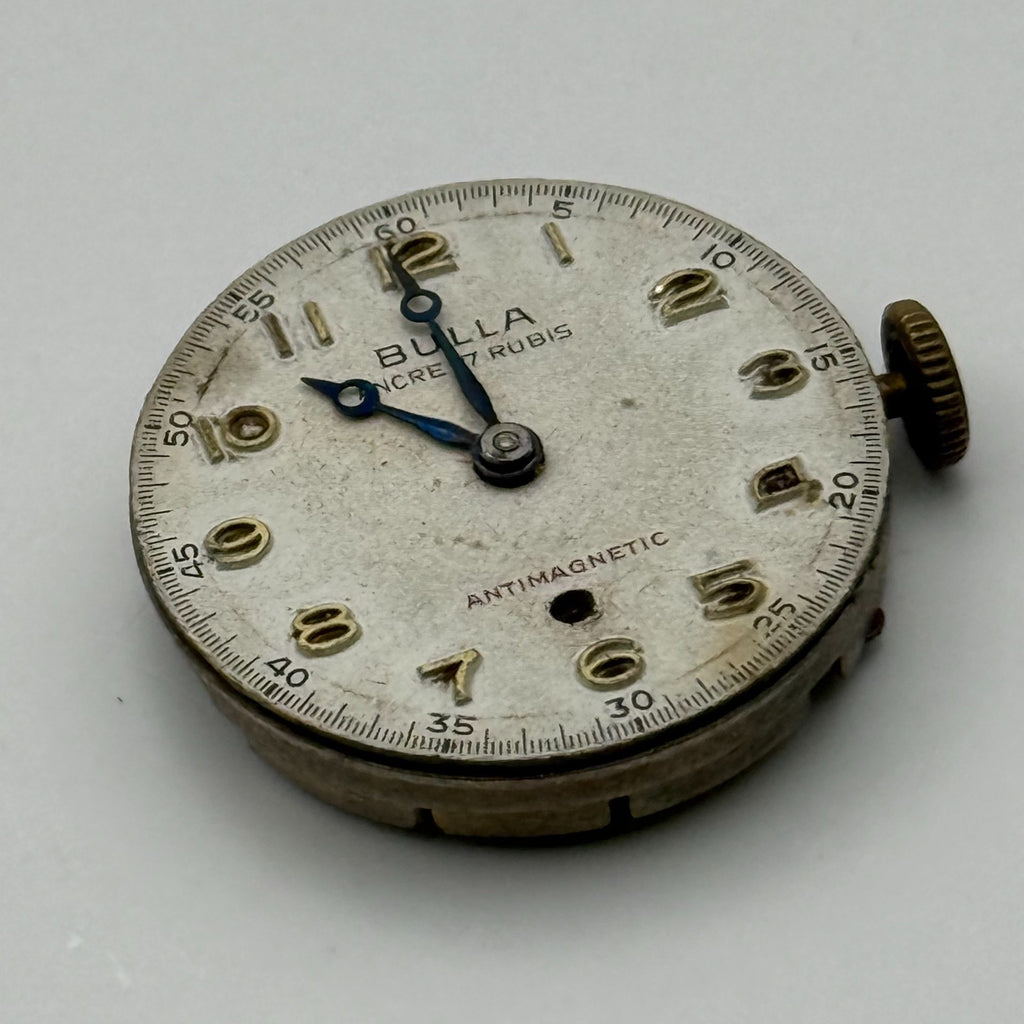 Bulla Watch Movement 17 Rubis Antimagnetic Manual Wind Vintage Parts Repair 22mm