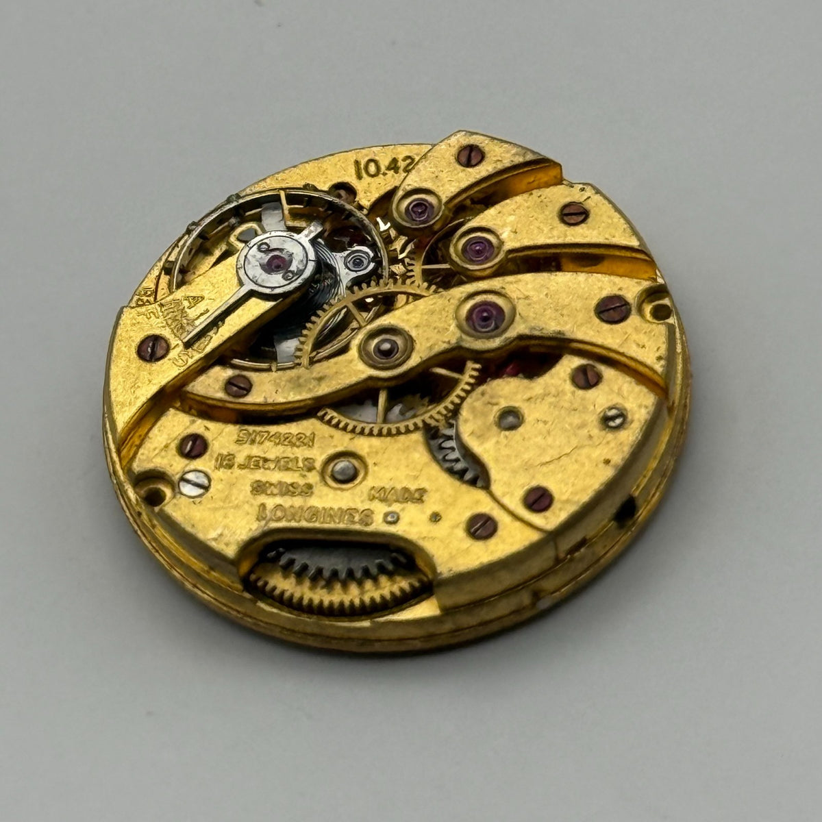 Longines 10.42 Watch Movement - Sub Seconds - For Parts / Repair - 22.4mm