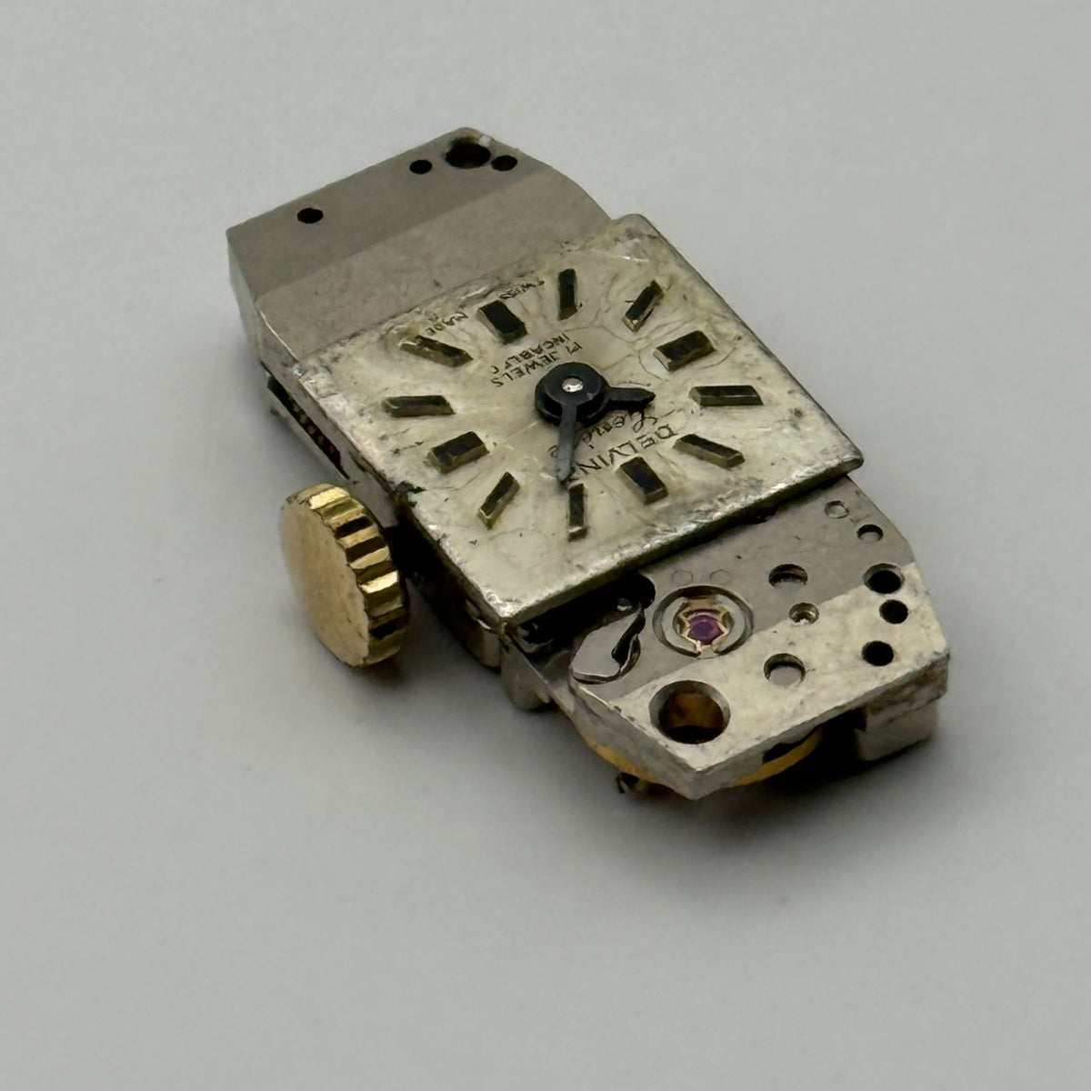 FHF 59-21 Watch Movement Delvina Swiss 17 Jewels Manual Wind Parts Repair 9mm