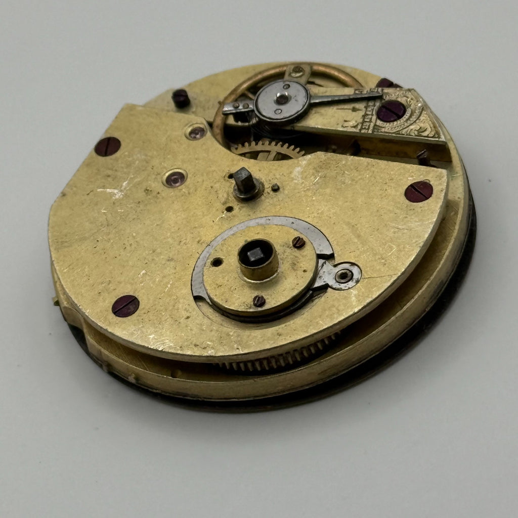 Cylinder Escapement Pocket Watch Movement - Unidentified - Parts / Repair 40.3mm