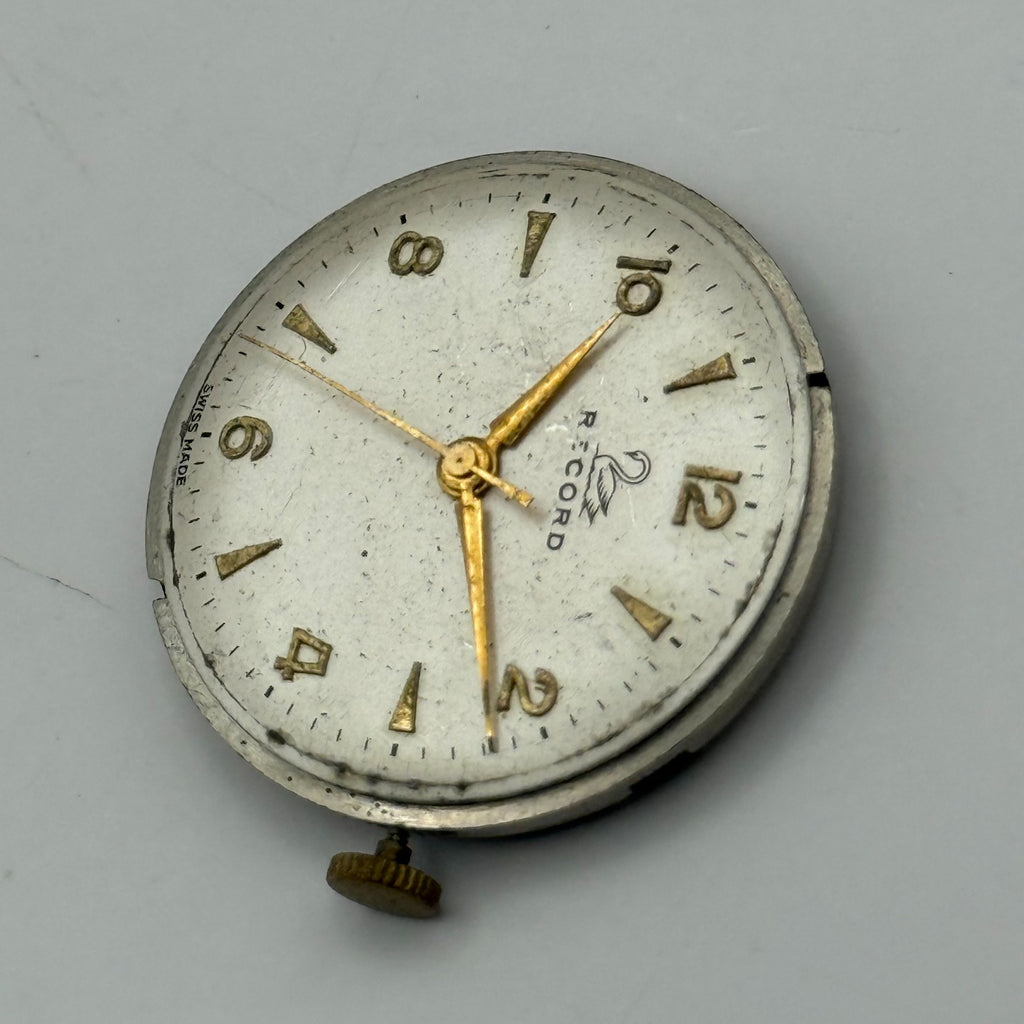 Record 620 Watch Movement - Running - For Parts / Repair - 26.5mm