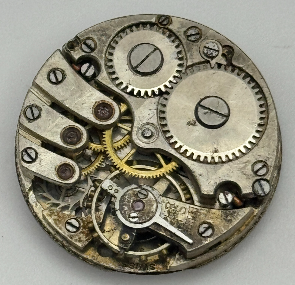 Unidentified Watch Movement Bullseye Dial Manual Wind 23.7mm Parts Repair