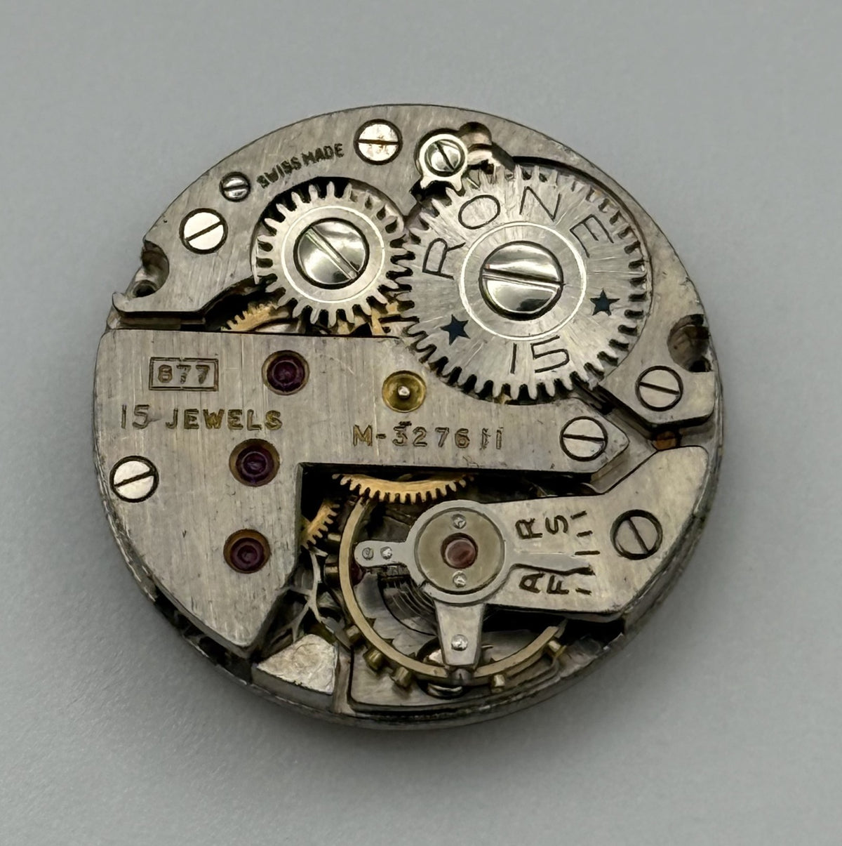 FHF 63 Watch Movement - Fontainemelon 63 - Rone - Running - For Parts / Repair