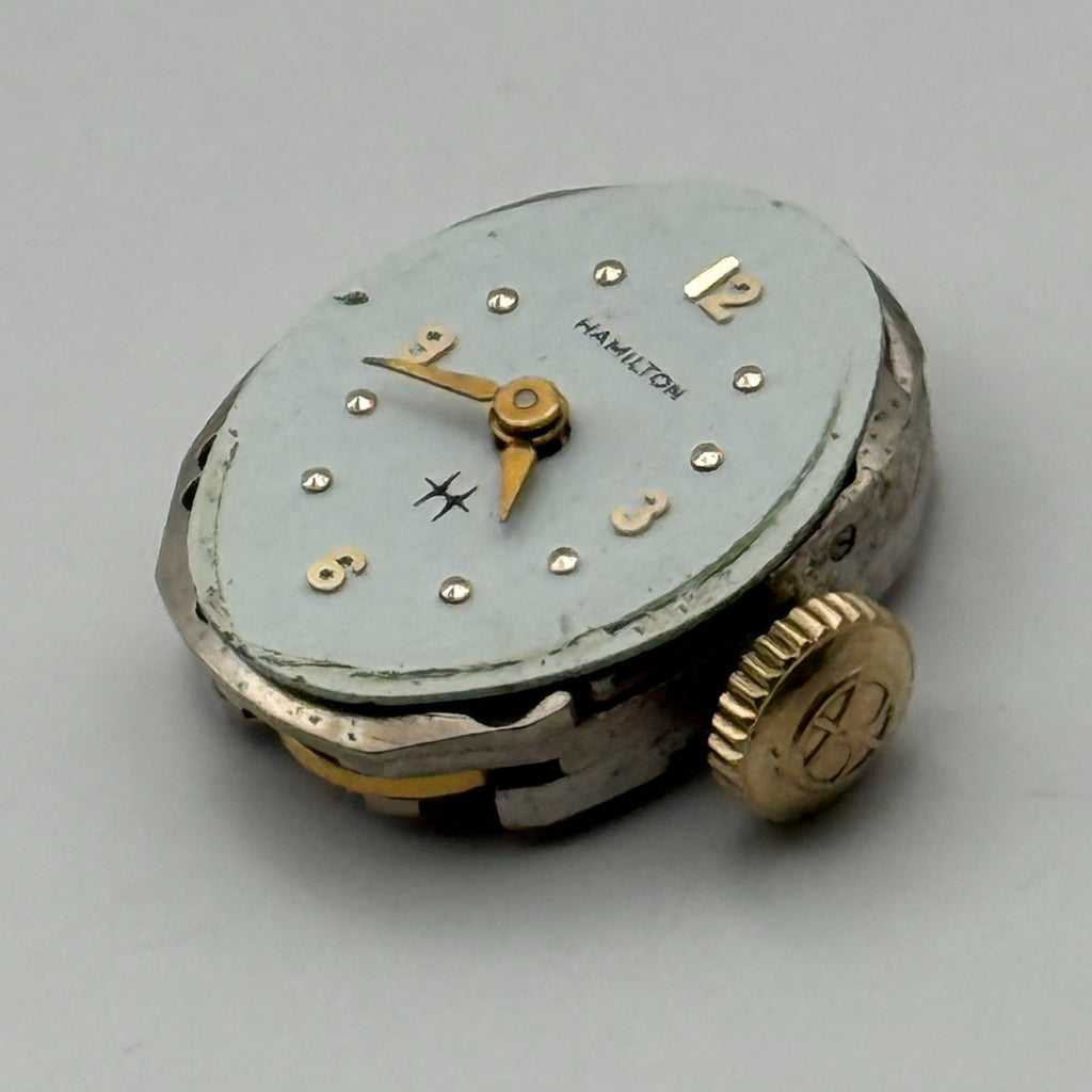 Hamilton 761 Watch Movement Running USA 22J Original Crown For Parts Repair 13mm