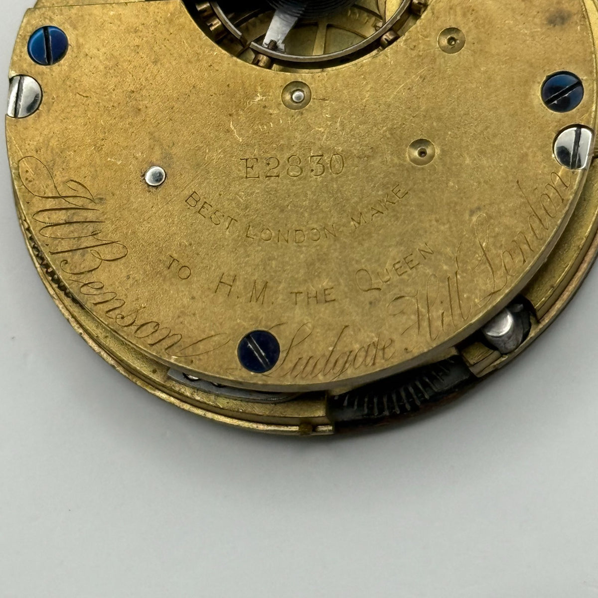 J.W. Benson London Pocket Watch Movement - English Lever - Parts / Repair 41.1mm