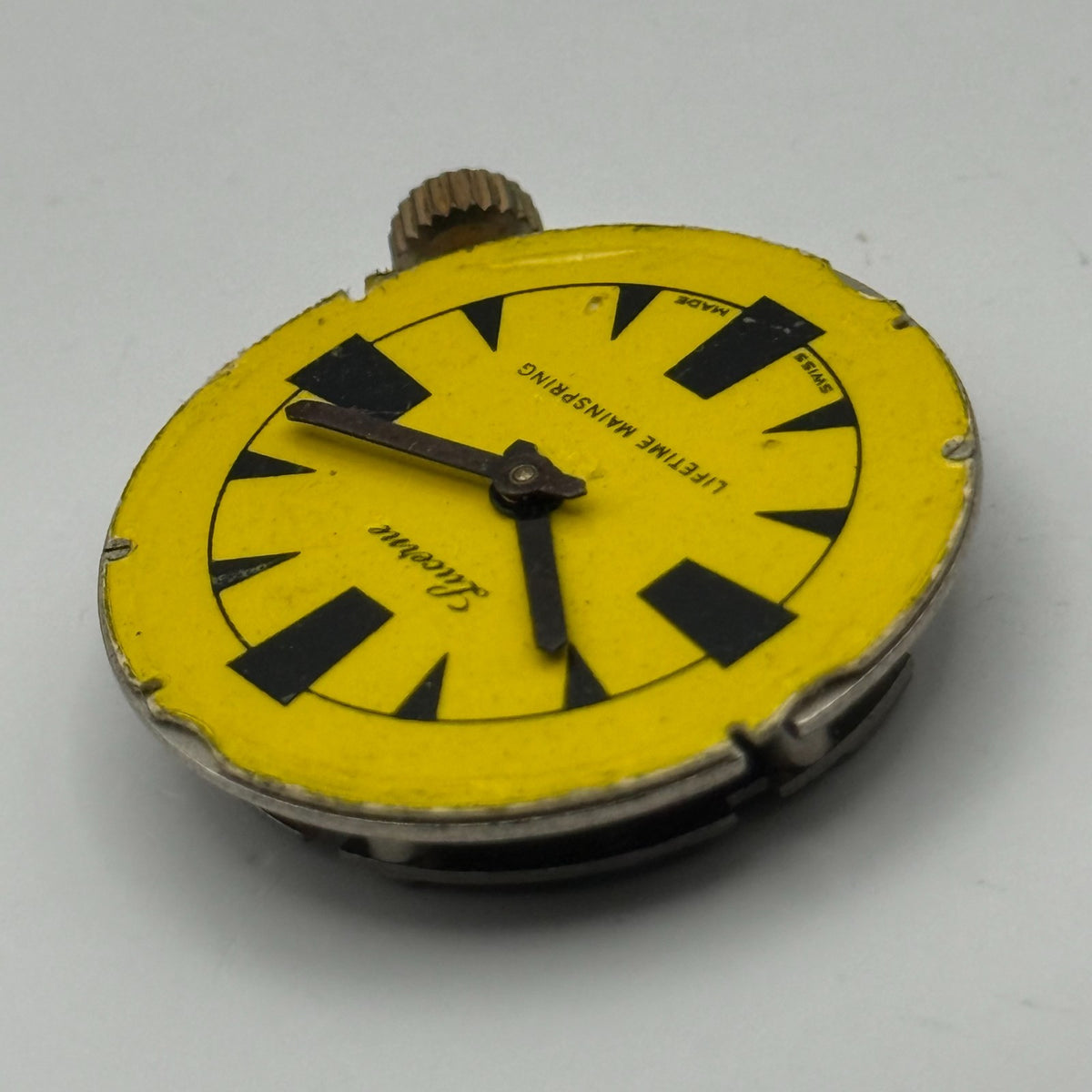 Desa 320 Watch Movement Lucerne Black Yellow Dial Burgana Manual Parts 34.6mm