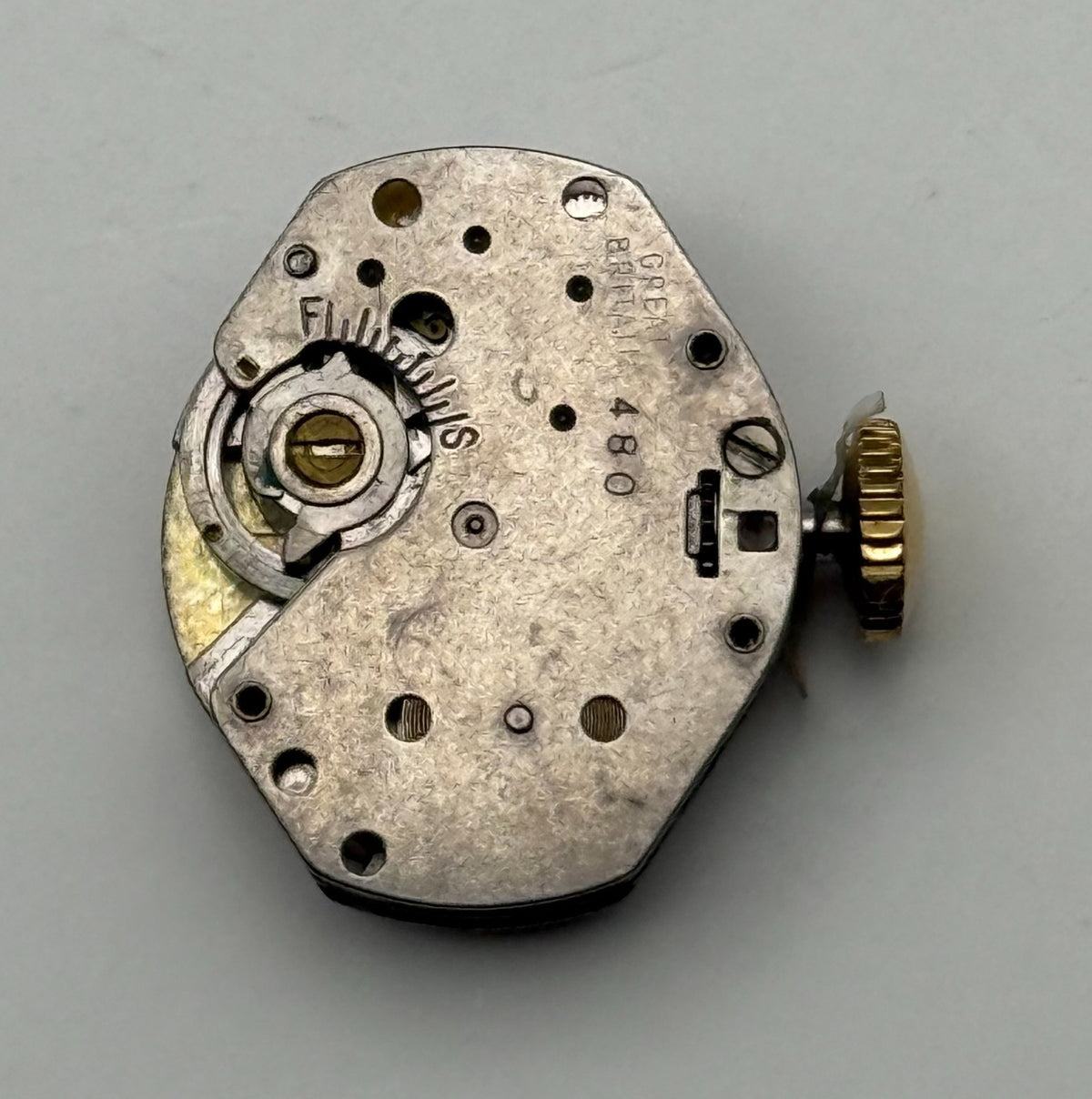 Timex 480 Watch Movement Great Britain Manual Wind Vintage Parts Repair 14mm