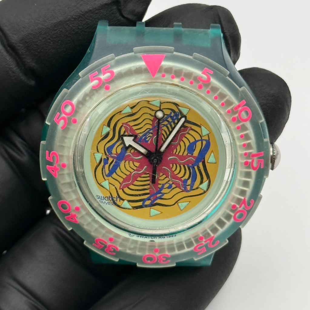Vintage Swatch Scuba 200 Watch SDN108 Sea Floor 1994 ETA Quartz Swiss 40mm Parts