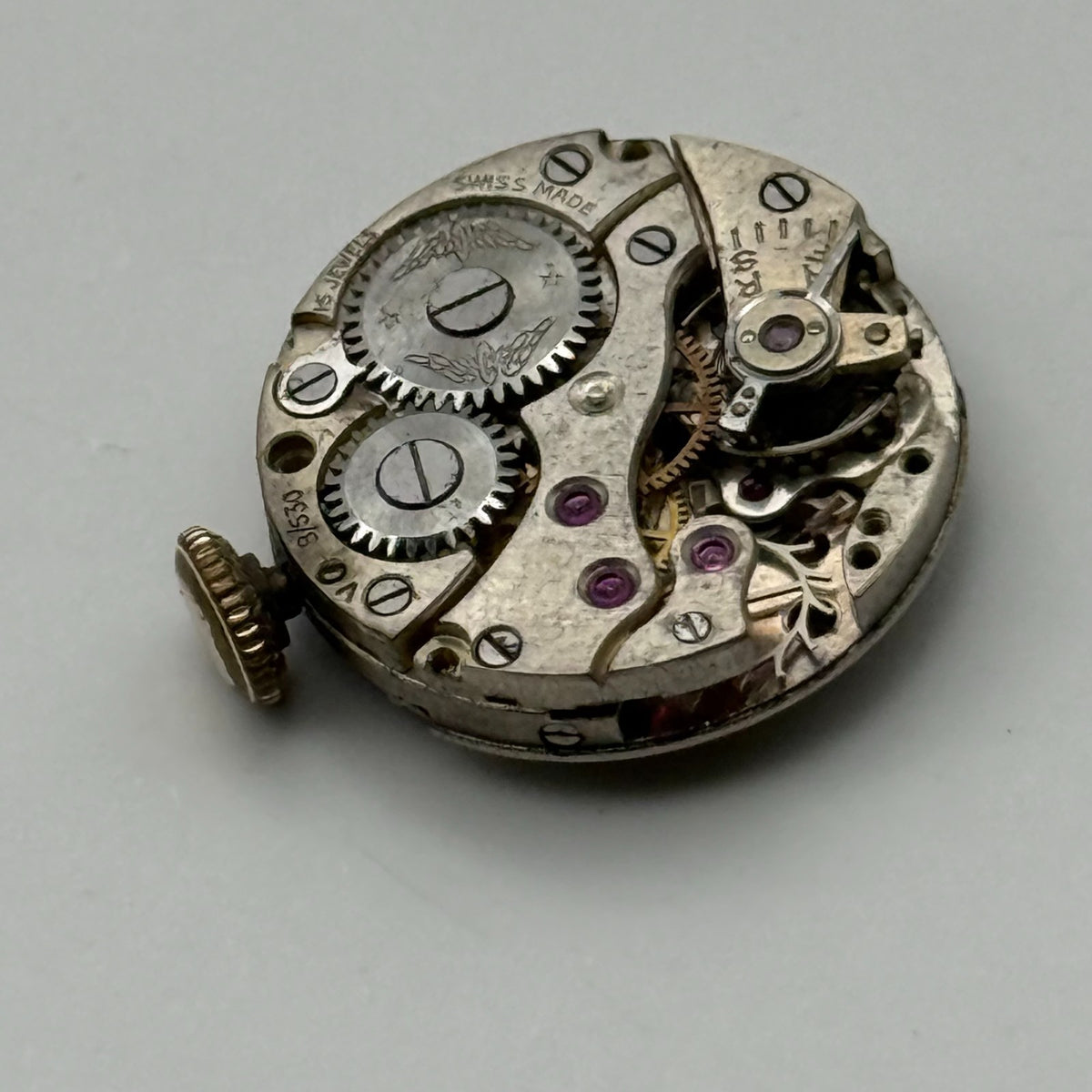 Peseux 150 Watch Movement 15 Jewels Swiss Manual Wind Parts Repair 17.4mm
