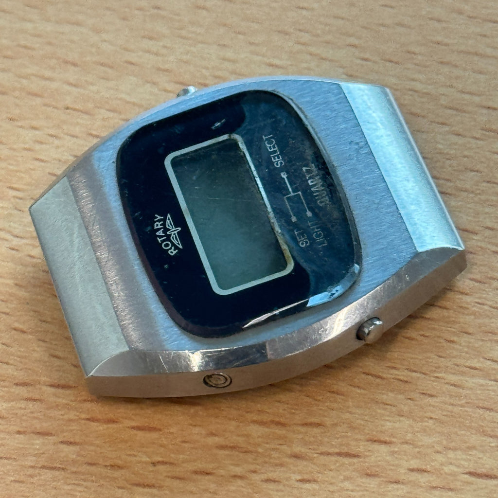 1980s Rotary Digital LCD Watch - Rare Model - Untested For Parts / Repair - 36mm