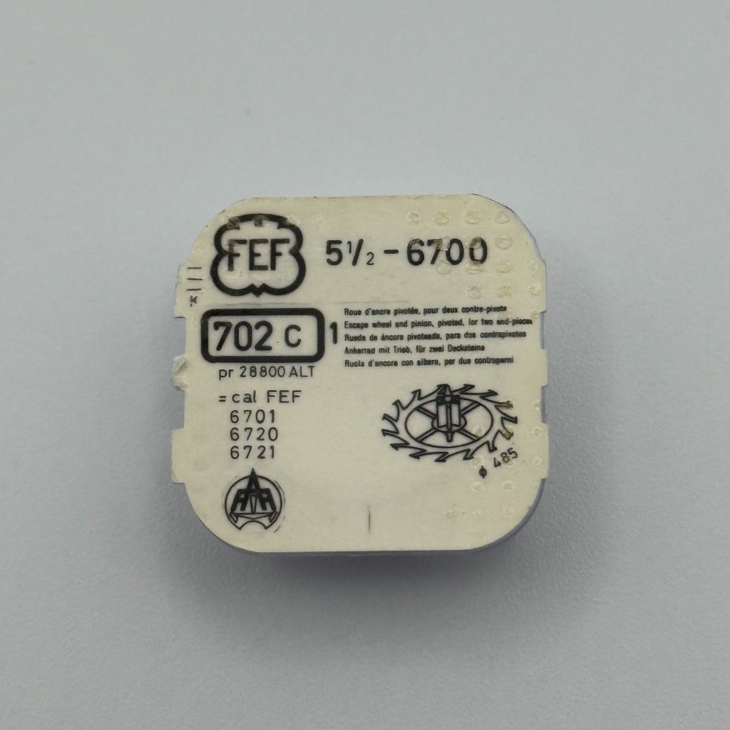 FEF 6700 Escape Wheel - 5 1/2 - 702 - New Old Stock - Watch Parts