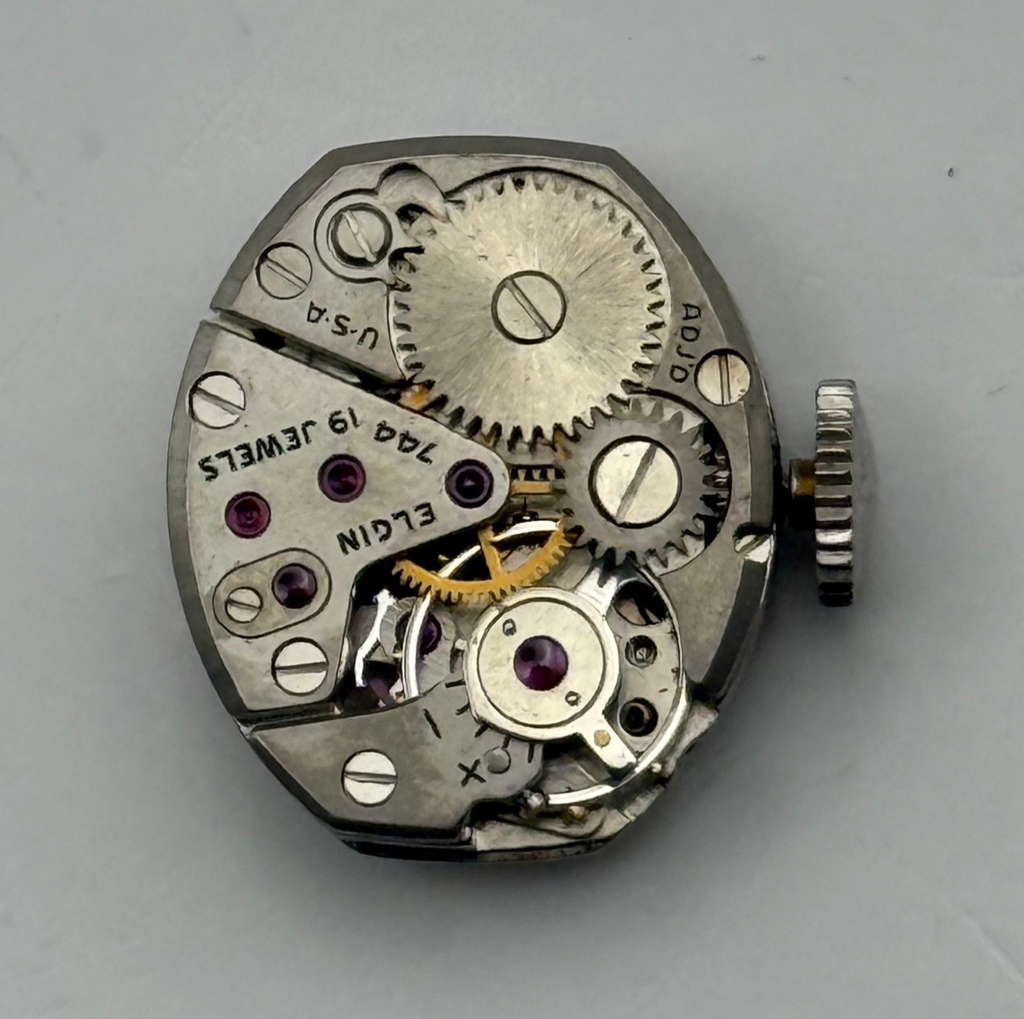 Elgin 744 Watch Movement 19 Jewels USA Manual Wind Vintage Parts Repair 13.6mm