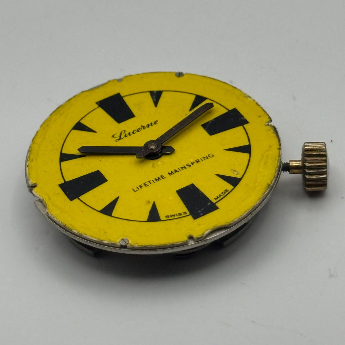 Desa 320 Watch Movement Lucerne Black Yellow Dial Burgana Manual Parts 34.6mm