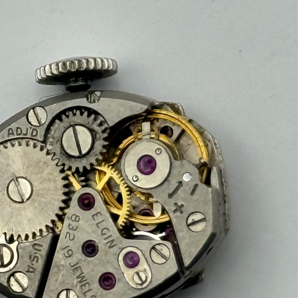 Elgin 832 Watch Movement 19 Jewels American Manual Wind Parts Repair 12.4mm