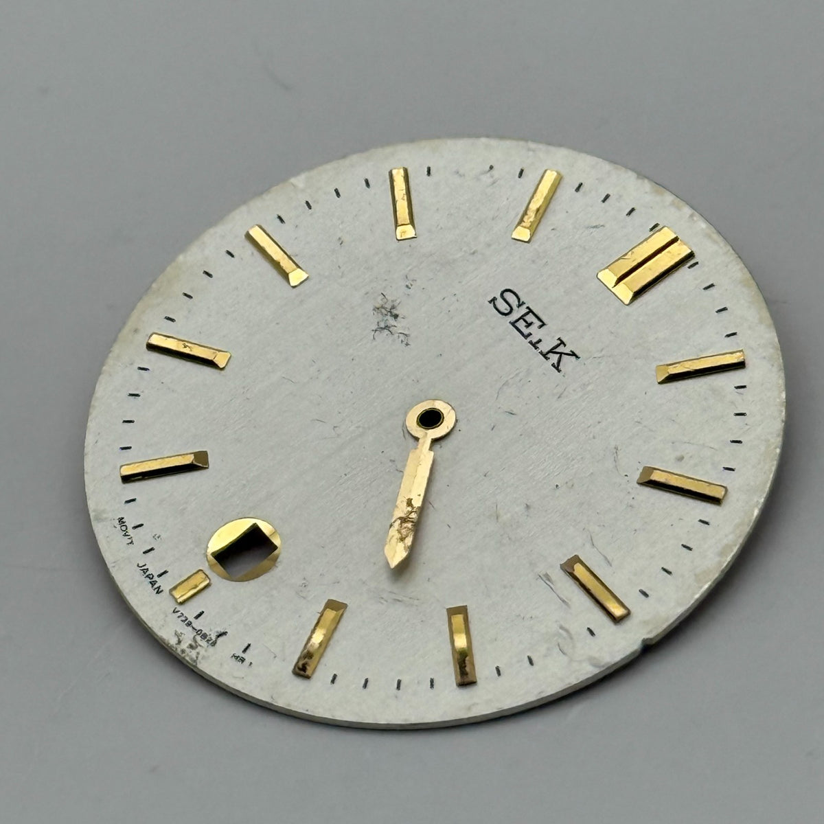 Seiko V709 Watch Dial Silver Japan Vintage Spare Parts Repair 28mm