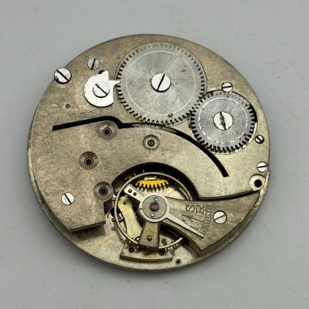 10 Jewels Pocket Watch Movement Unidentified Vintage Parts Repair 41.4mm