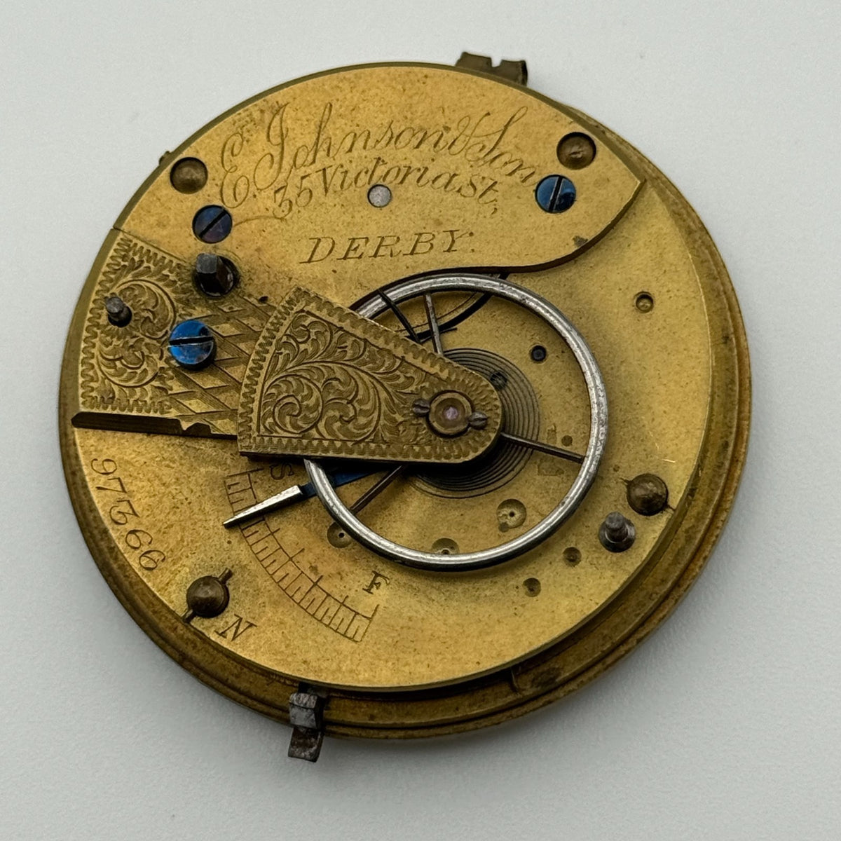 English Lever Pocket Watch Movement - E. Johnson & Son Derby - Parts / Repair