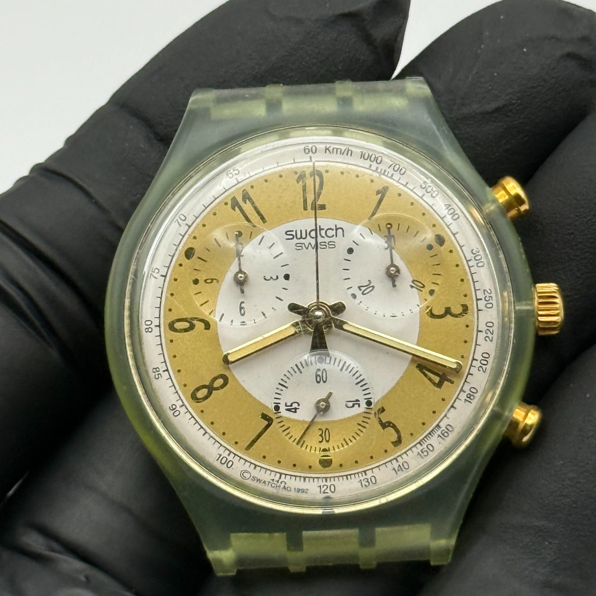 Vintage Swatch Chrono Watch SCG100 Golden Globe 1992 ETA Quartz Swiss 39mm Parts