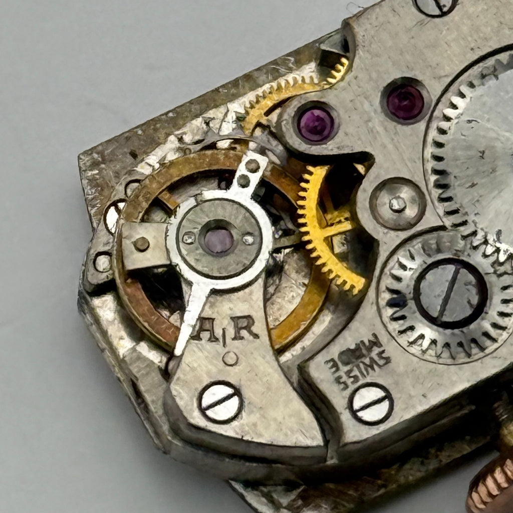 Unidentified Watch Movement Emes Cylinder Swiss Manual Wind Parts Repair 12.6mm