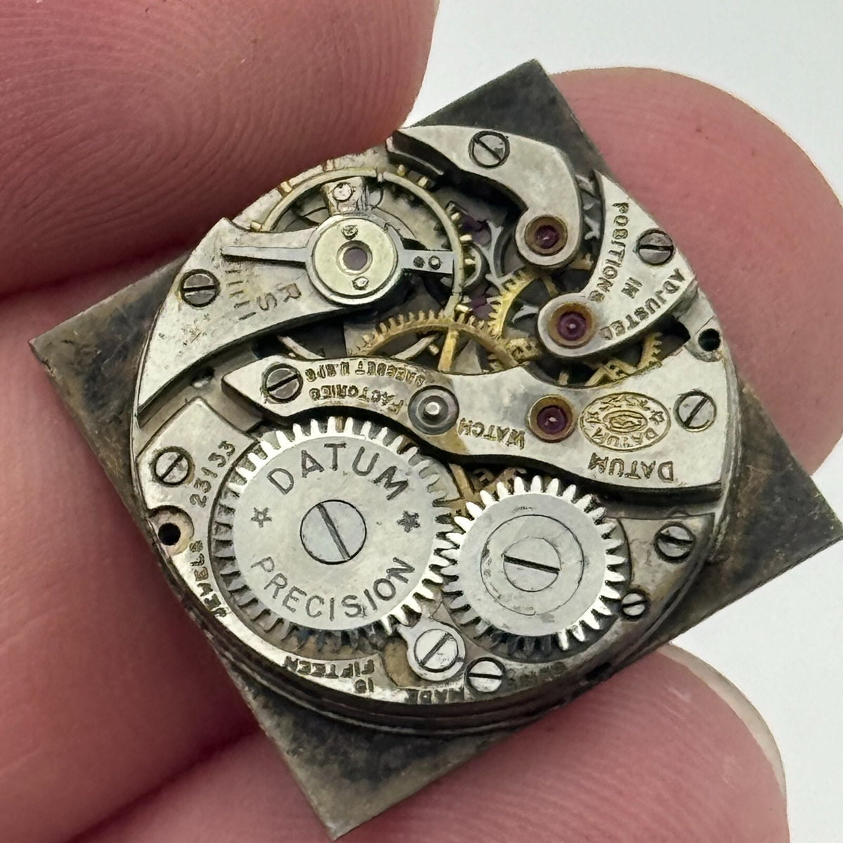 Datum Precision Manual Wind Watch Movement 15 Jewels Vintage Swiss Parts 19.6mm