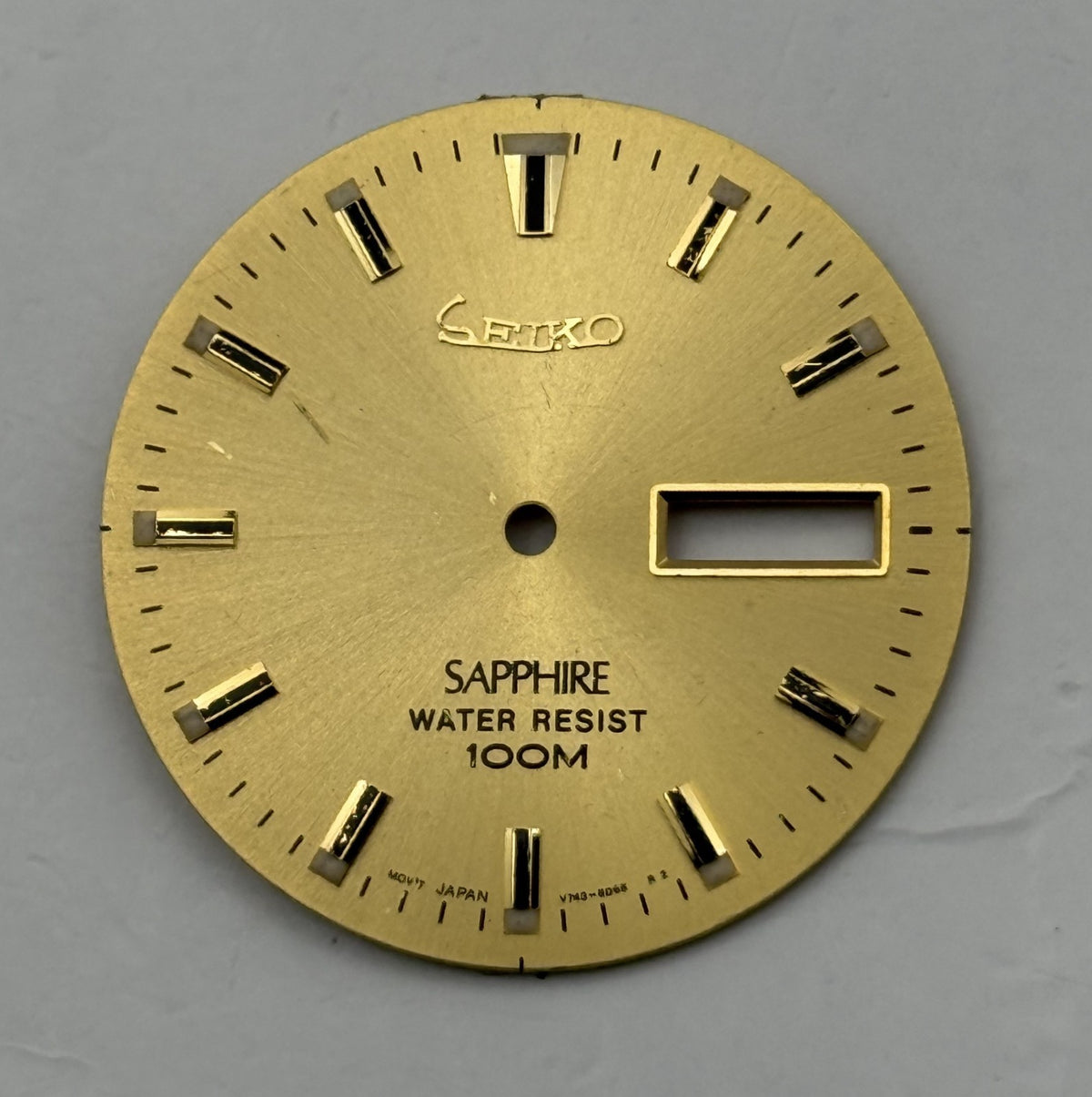 Seiko V743-8D68 Watch Dial Sapphire 100M Gold Tone Spare Parts Repair 29.4mm