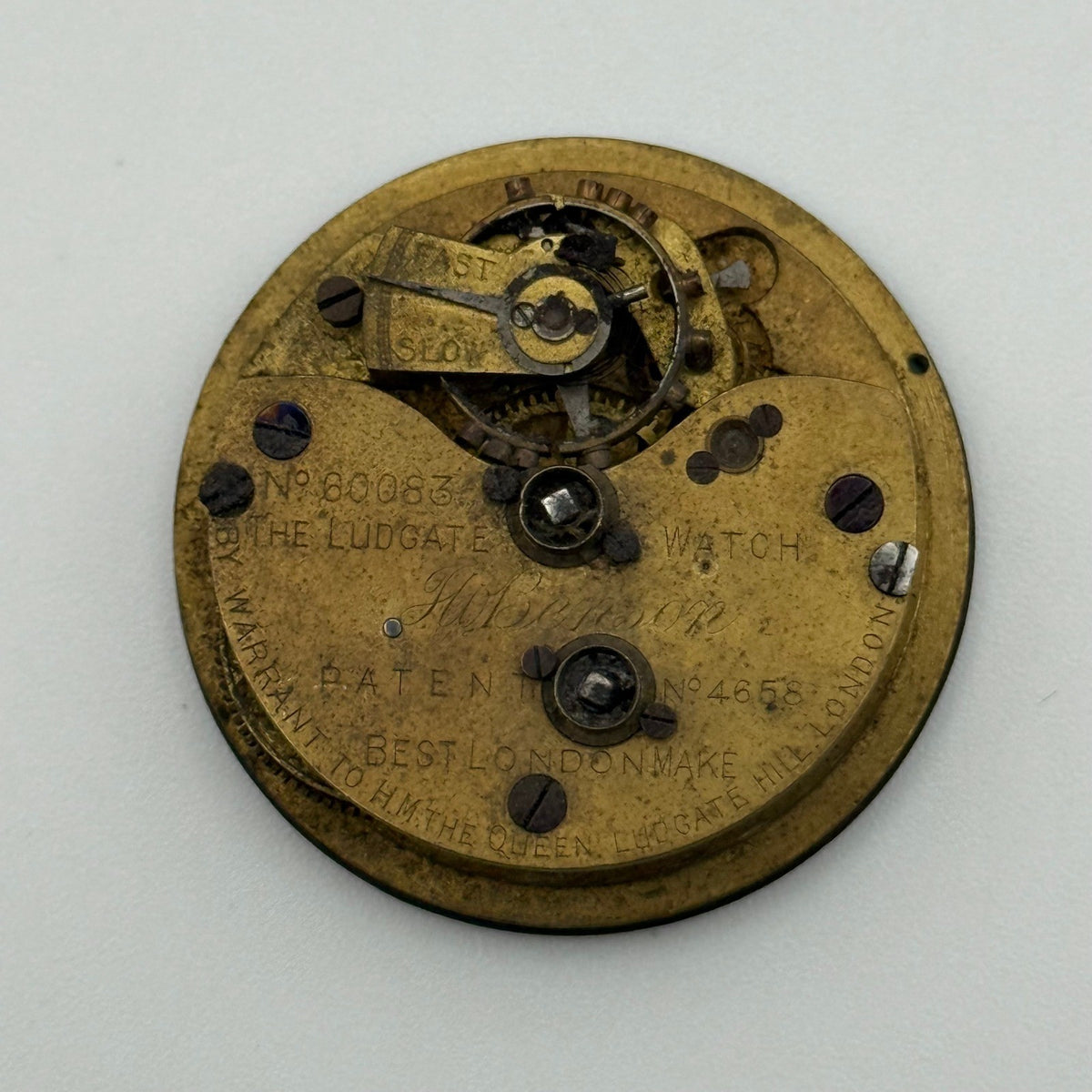 English Lever Pocket Watch Movement - J.W. Benson Ludgate - Parts / Repair 35mm