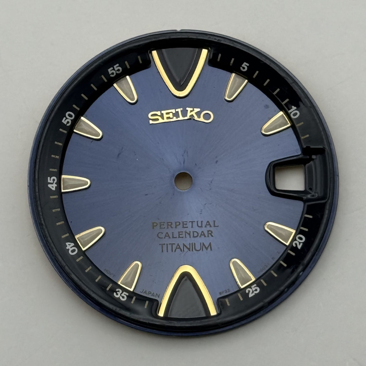 Seiko Watch Dial Perpetual Calendar Titanium Blue Spare Parts Repair 29.4mm