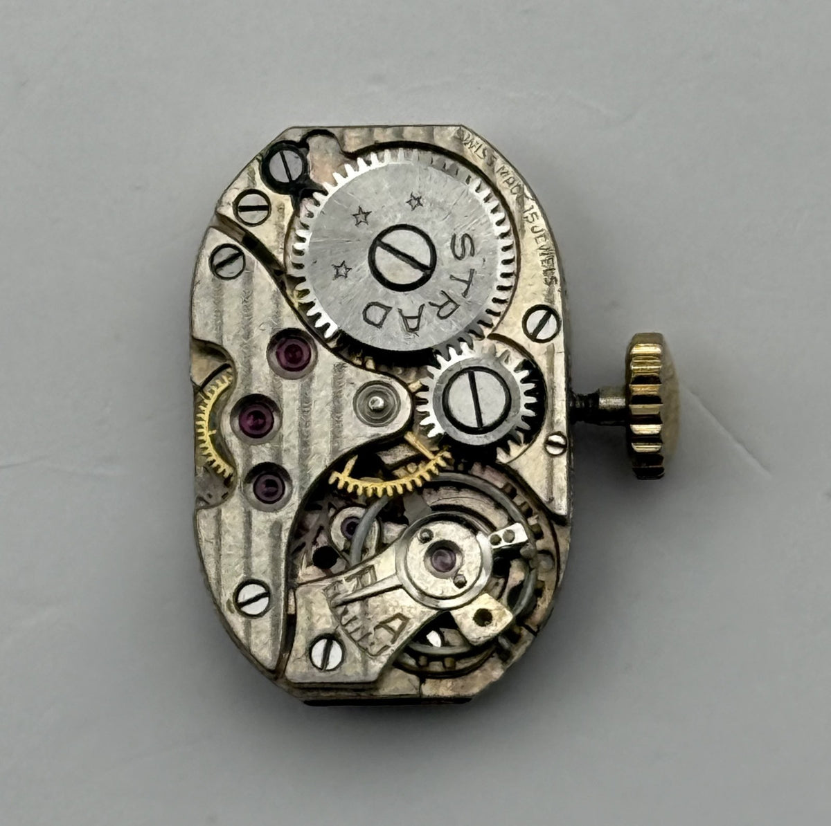 Strad Watch Movement 15 Jewels Swiss Manual Wind Vintage Parts Repair 12.6mm