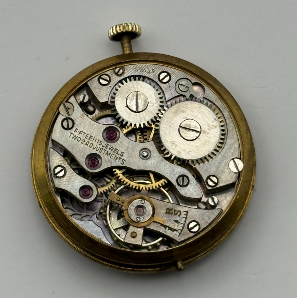 15 Jewels 2 Adjustments Watch Movement Running Unidentified Swiss Parts Repair