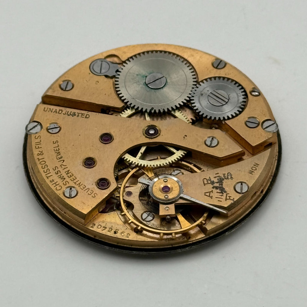Tissot 38.2 Pocket Watch Movement Open Face 17 Jewels Sub Seconds Parts 38.2mm