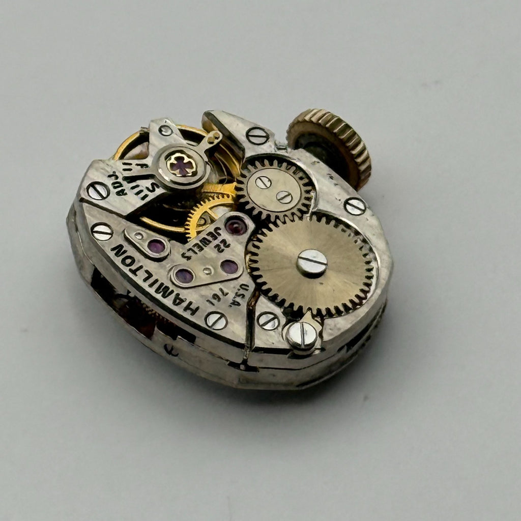 Hamilton 761 Watch Movement Running USA 22J Original Crown For Parts Repair 13mm