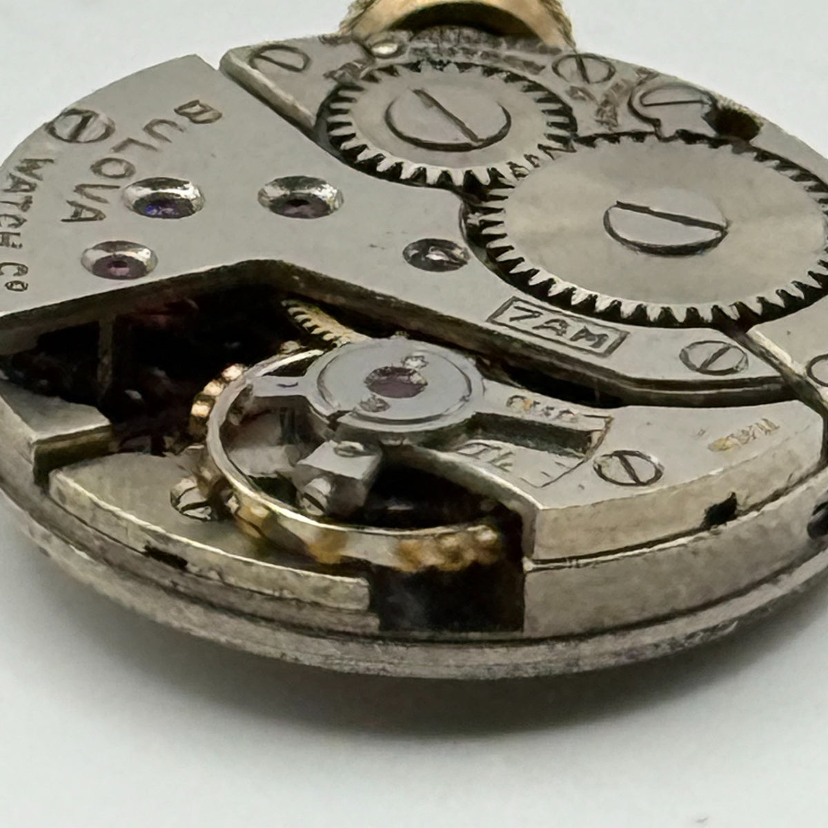 Bulova 7AM Watch Movement Running Swiss 17Jewels Manual Wind Parts Repair 17.1mm