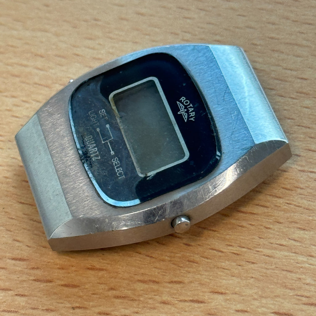 1980s Rotary Digital LCD Watch - Rare Model - Untested For Parts / Repair - 36mm