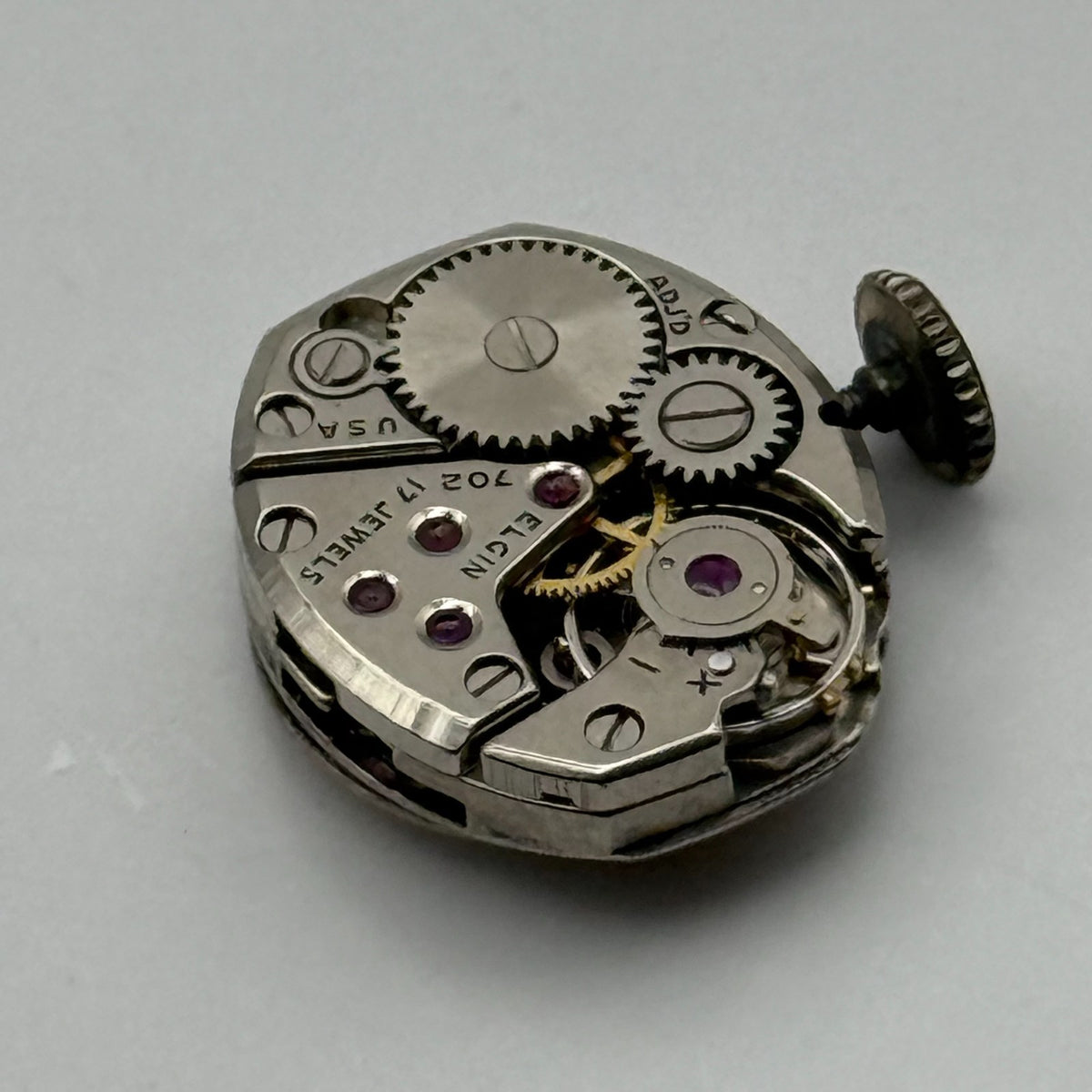 Elgin 702 Watch Movement 17 Jewels American Manual Wind Parts Repair 13.2mm