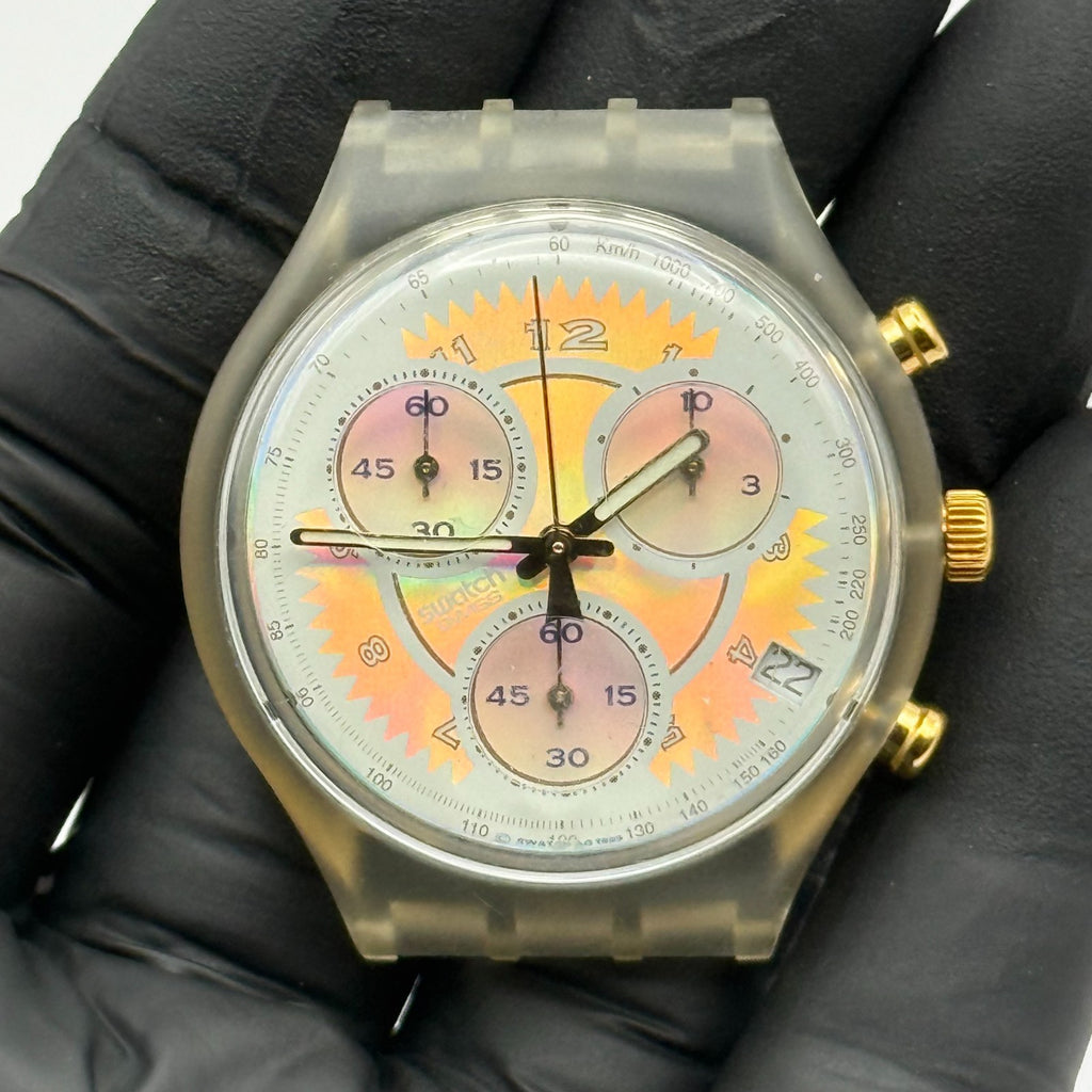 Vintage Swatch Chrono Watch SCK400 Whipped Cream 1993 ETA Quartz 40mm Parts