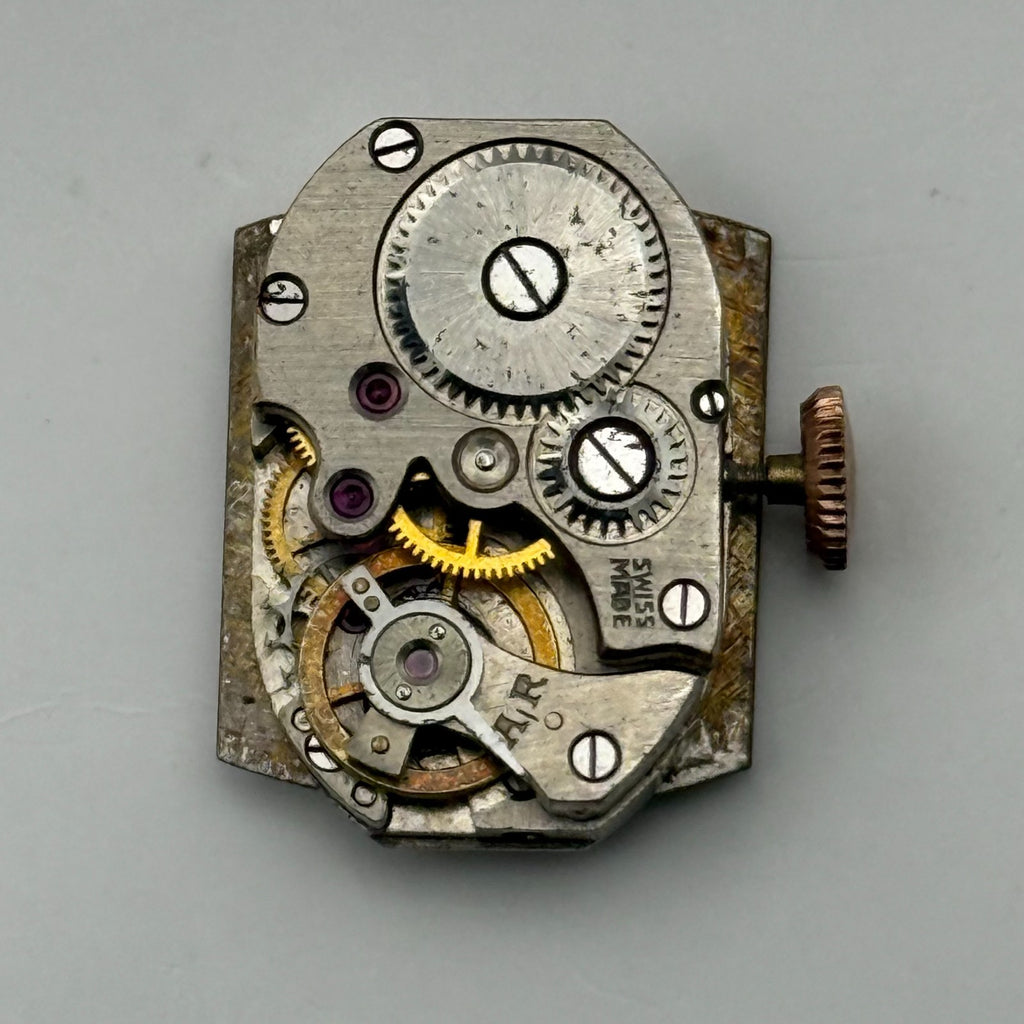 Unidentified Watch Movement Emes Cylinder Swiss Manual Wind Parts Repair 12.6mm