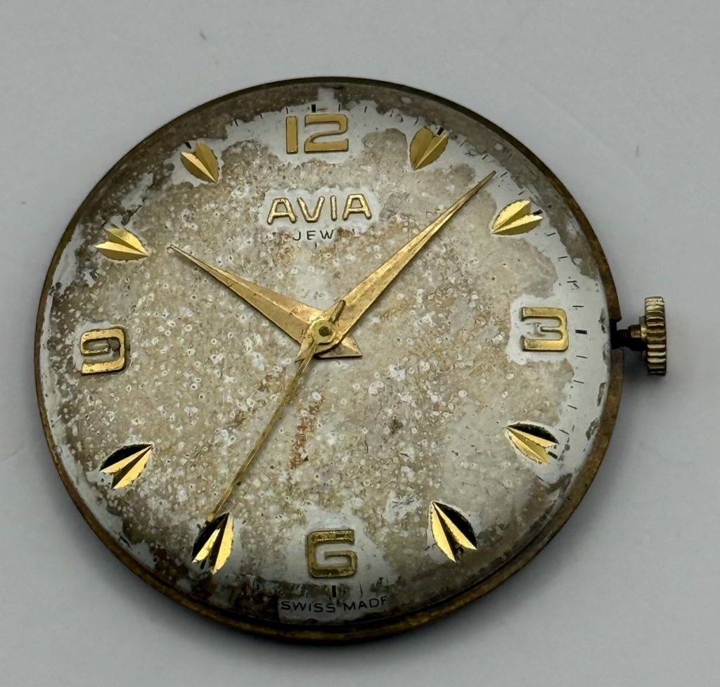 FHF 67 Watch Movement - Avia 15 Jewels - For Parts / Repair - 29.8mm