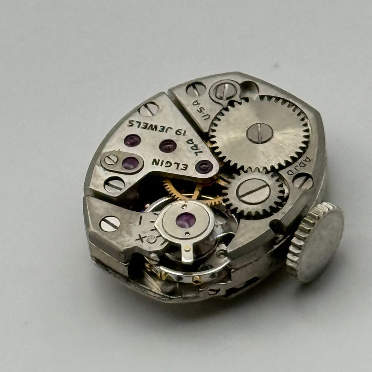 Elgin 744 Watch Movement 19 Jewels USA Manual Wind Vintage Parts Repair 13.6mm