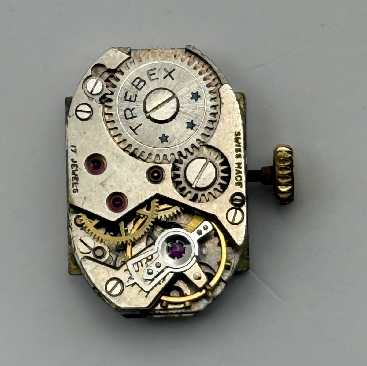 FHF 190 Watch Movement Running Trebex 17 Jewels Swiss Manual Wind Parts 12.8mm