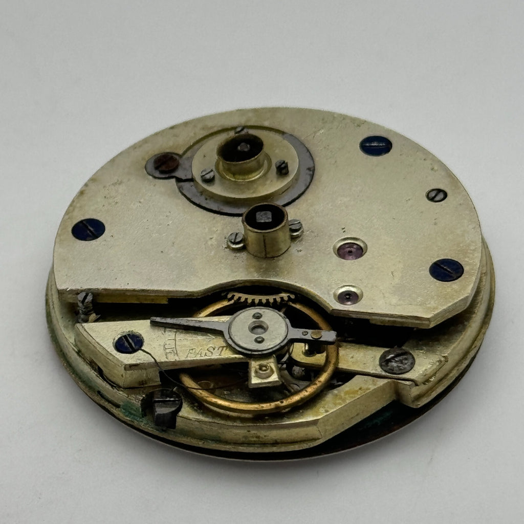 Antique Pocket Watch Movement Key Wound Nice Enamel Dial Parts Repair 36.1mm 