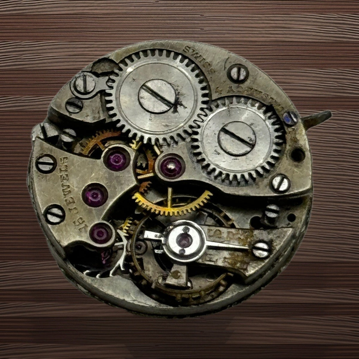 Unidentified Interesting Watch Movement 15 Jewels Manual Wind Swiss Part 21.4mm