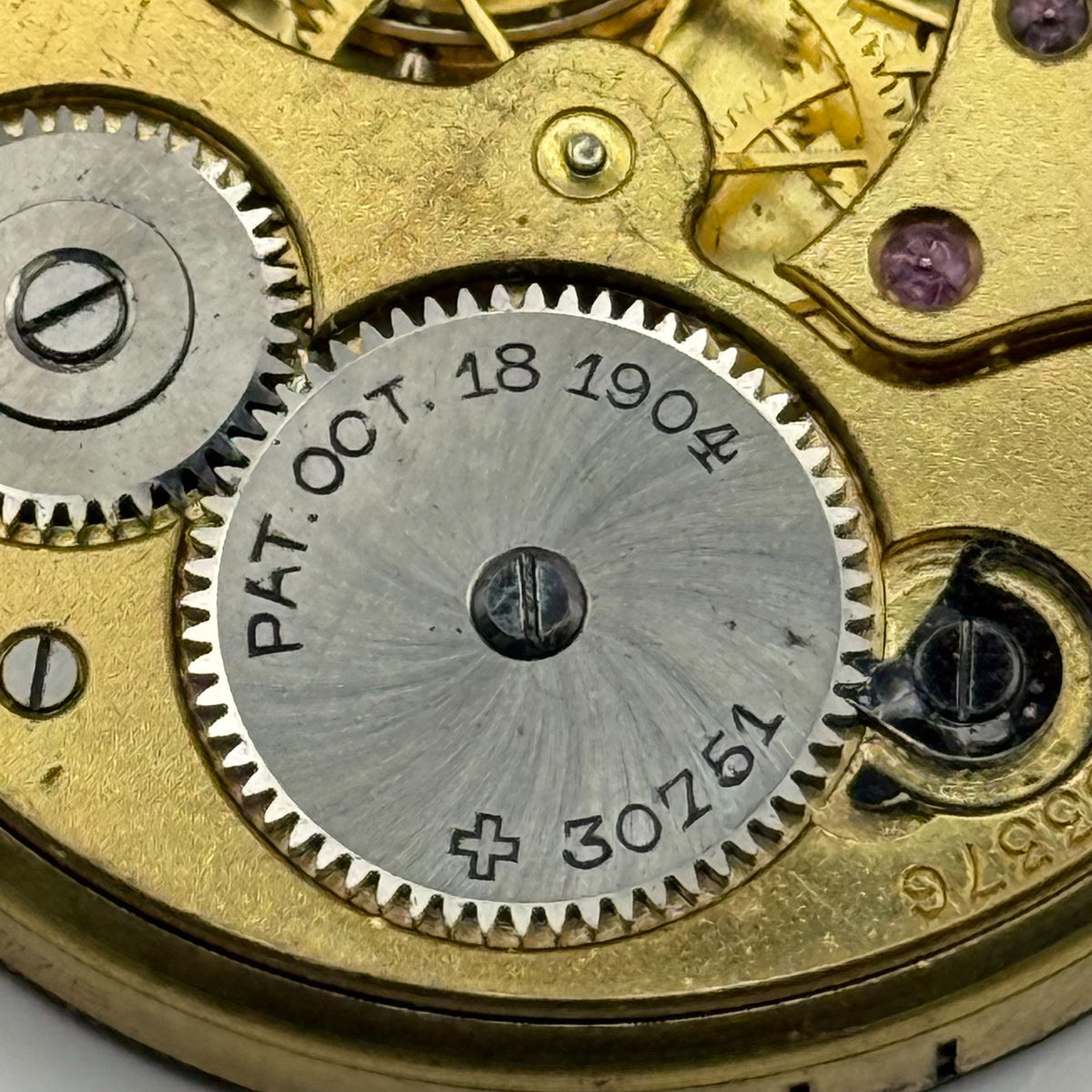 Zenith Pocket Watch Movement Open Face Patent 30751 October 18 1904 Parts 40.9mm