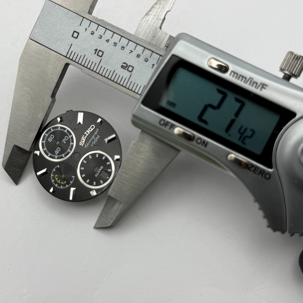 Seiko 7T62-0LVP Watch Dial Chronograph Alarm 100M Spare Parts Repair 27.4mm