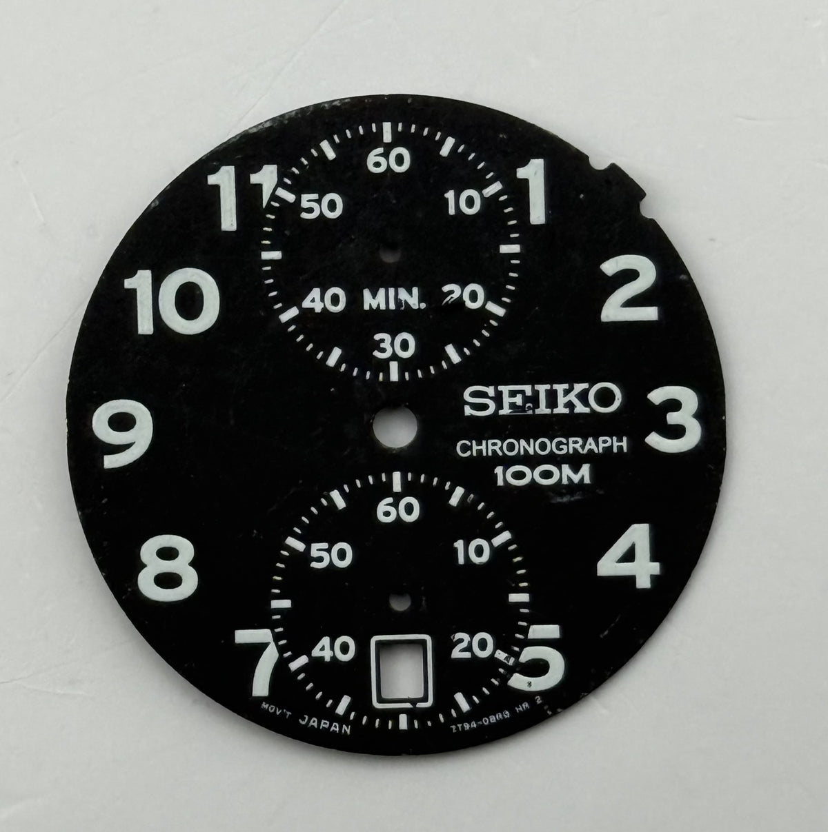Seiko 7T94-0BR0 Watch Chronograph 100M Black Dial Spare Parts Repair 27.4mm