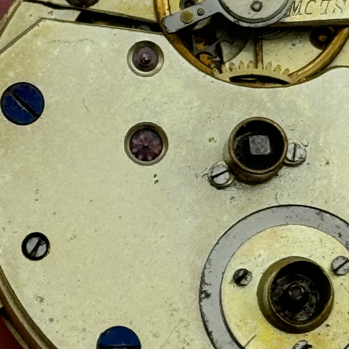 Antique Pocket Watch Movement Key Wound Nice Enamel Dial Parts Repair 36.1mm 