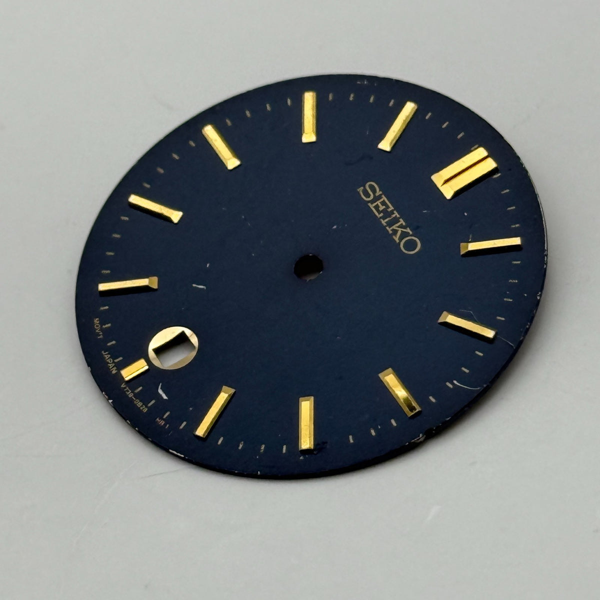 Seiko V739-0578 Watch Dial Black Japan Vintage Spare Parts Repair 28mm