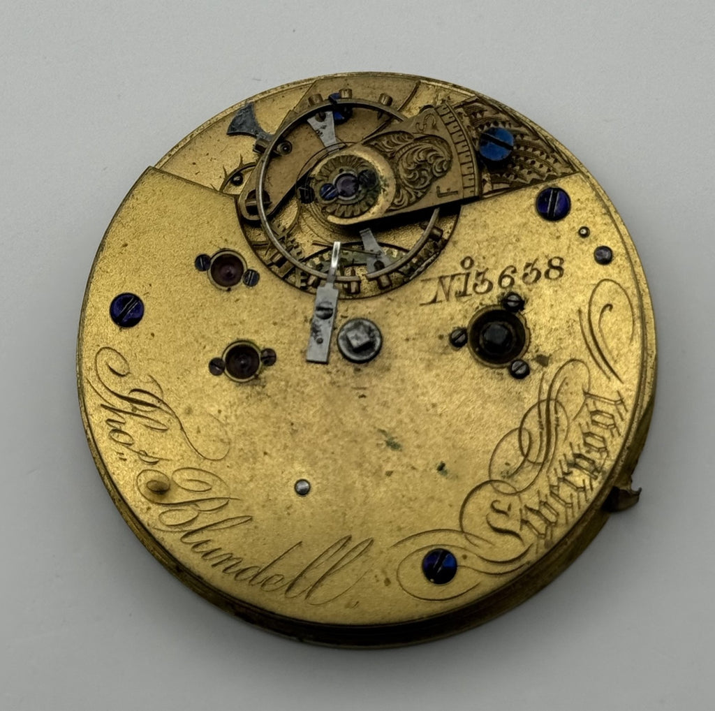 Thomas Blundell Liverpool Pocket Watch Movement - Lever - Running / Parts 42.7mm