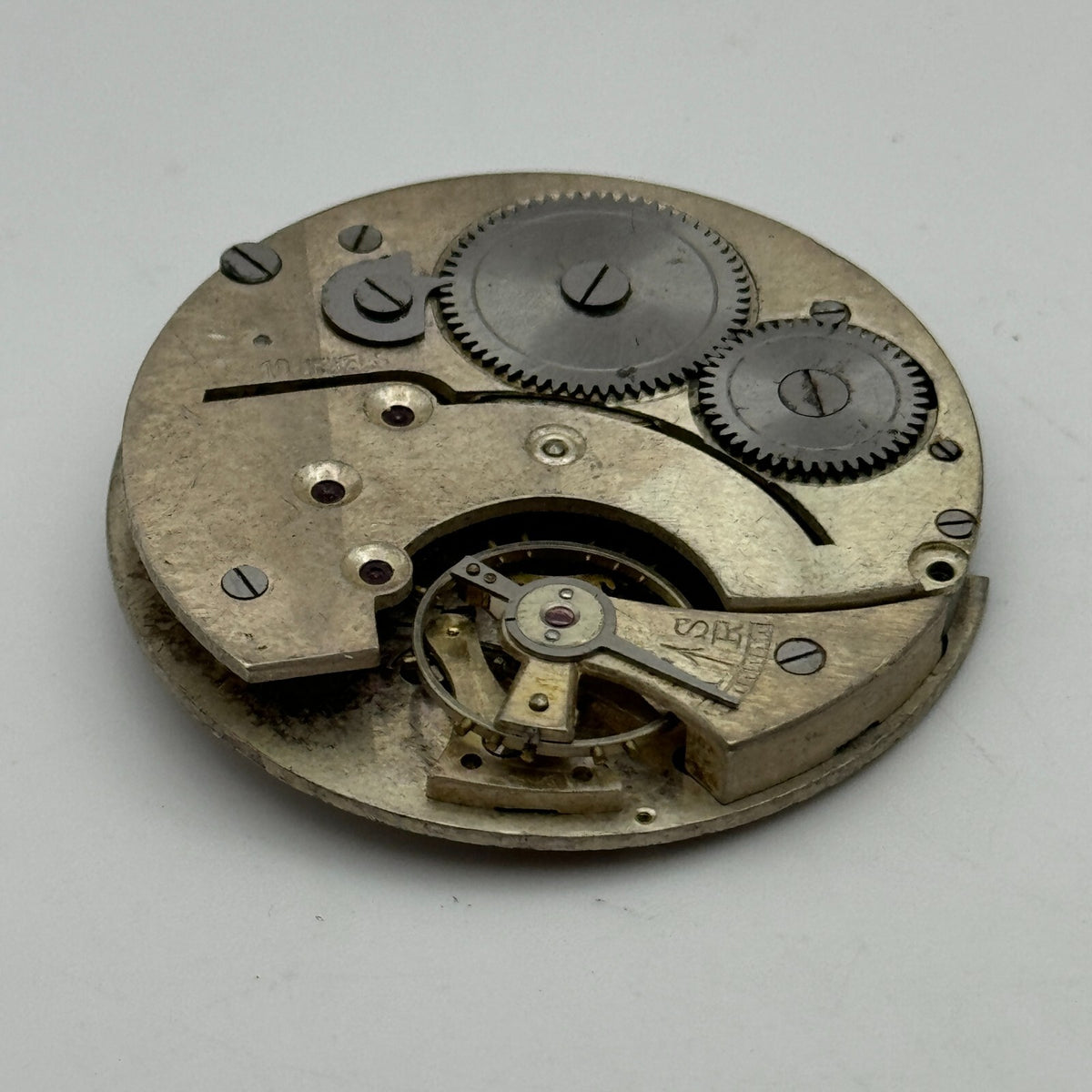 10 Jewels Pocket Watch Movement Unidentified Vintage Parts Repair 41.4mm